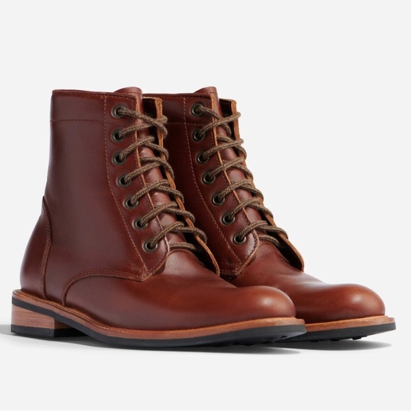 Nisolo Amalia Leather Combat Boots Brandy Size 6.5 - Picture 2 of 8